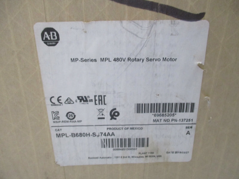 ALLEN BRADLEY MPL-B680H-SJ74AA SER. A NSFS