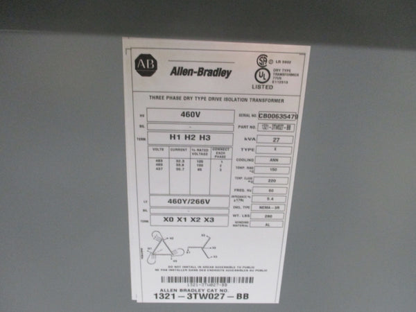 ALLEN BRADLEY 1321-3TW027-BB 483V NSMP