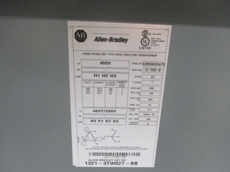 ALLEN BRADLEY 1321-3TW027-BB 483V NSMP