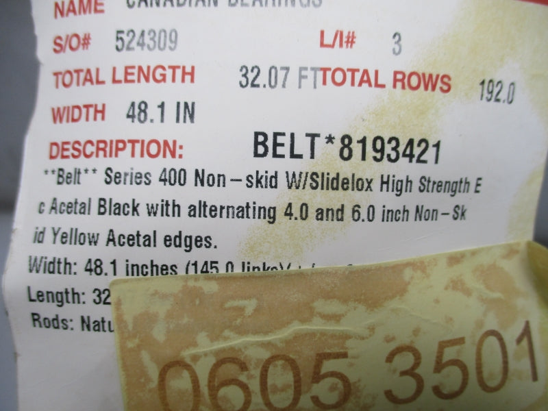 INTRALOX 8193421 SER. 400 48.1 IN WIDE 32.07 LENGTH  NSNP