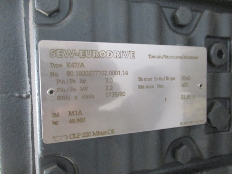 SEW-EURODRIVE K47DRE100L4 230/460V 8/4A NSNP