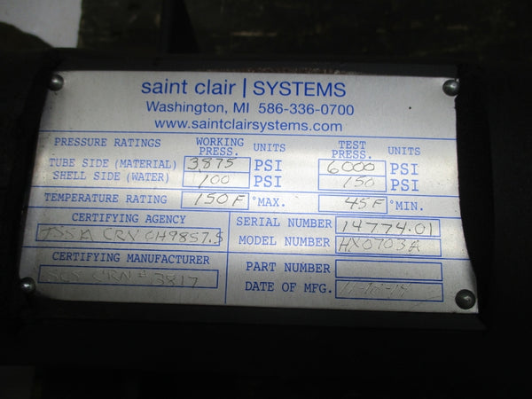 SAINT CLAIR HX0703A 6000PSI NSNP