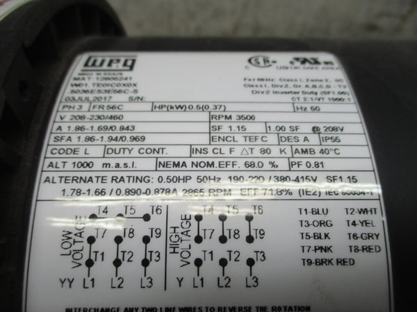 CINCINNATI FAN PB-9 10217A2765 208-230/460V 1.86-1.69/0.843A NSNP