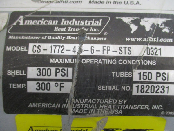 AMERICAN INDUSTRIAL CS-1772-4.5-6-FP-STS0321 300PSI NSNP