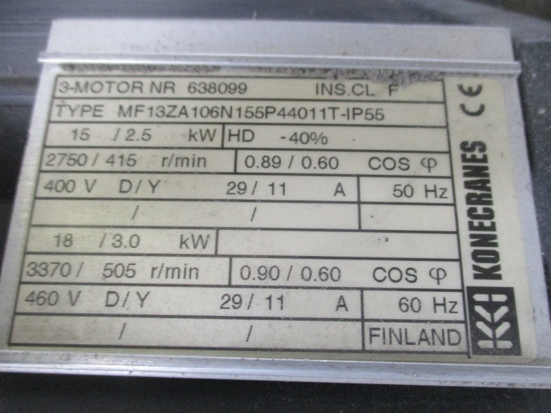 KONECRANES 638099 460V 29/11A UNMP