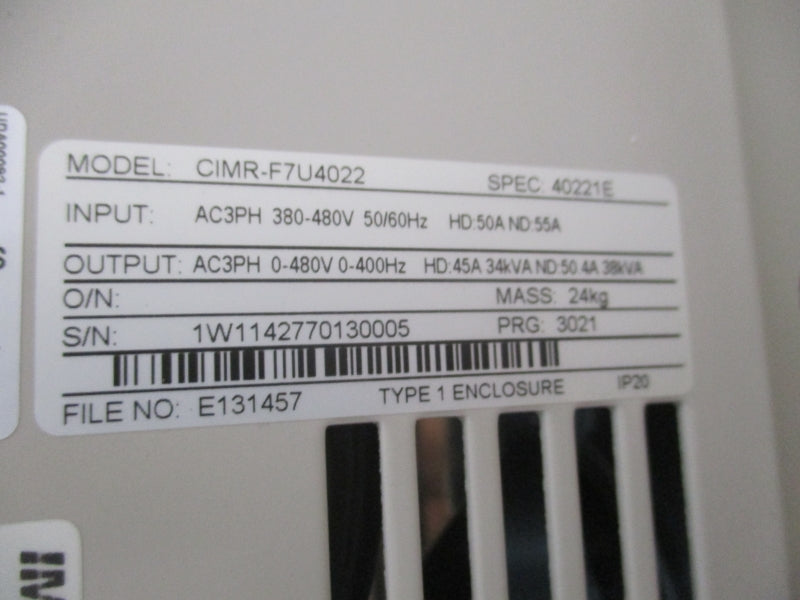 YASKAWA CIMR-F7U4022 380-480V 50A NSMP