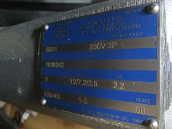 GORMAN RUPP S2B1 230V/460V 12/7.2/3.6A NSMP