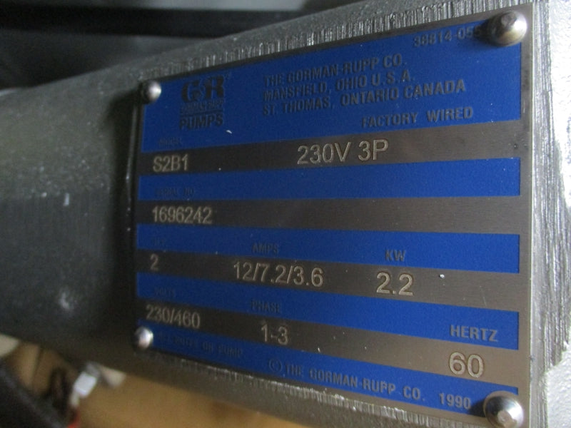 GORMAN RUPP S2B1 230V/460V 12/7.2/3.6A NSMP