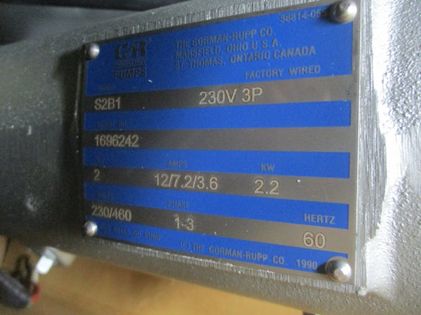 GORMAN RUPP S2B1 230V/460V 12/7.2/3.6A NSMP
