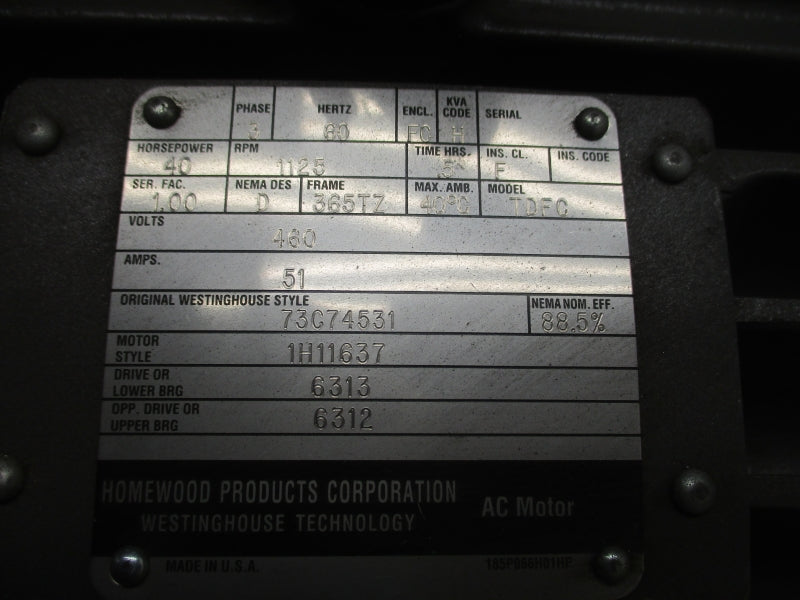 WESTINGHOUSE TDFC 40HP 73C74531 460V 51A NSNP