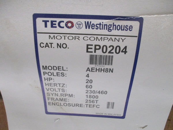 TECO WESTINGHOUSE EP0204 AEHH8N 20HP 230/460V 46.0/23.0A NSMP