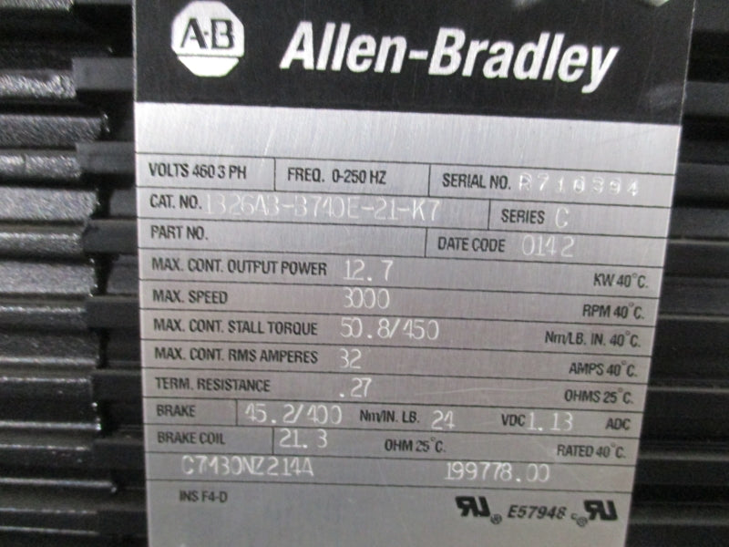 ALLEN BRADLEY 1326AB-B740E-21-K7 SER. C 24VDC 32A NSNP