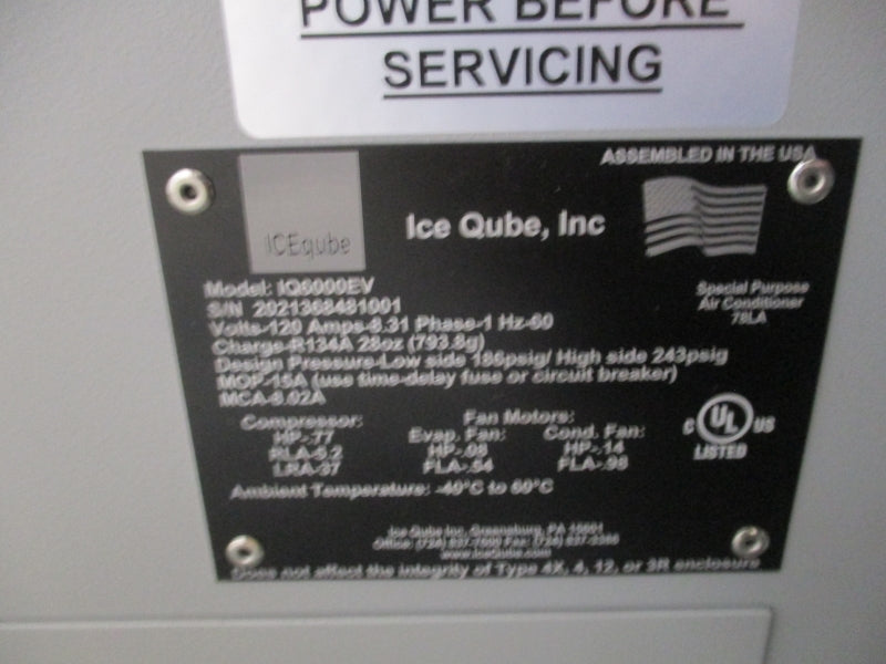 ICE QUBE IQ6000EV 120V 8.31A NSMP