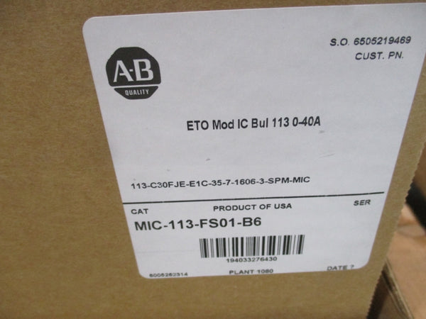 ALLEN BRADLEY 113-C30FJE-E1C-35-7-1606-3-SPM-MIC SER. A 460/480V 30A NSMP
