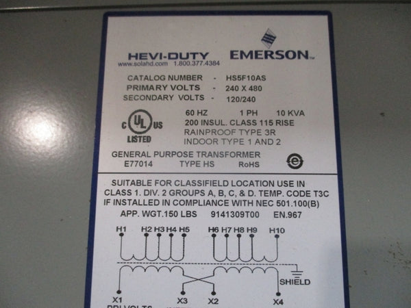 HEVI-DUTY HS5F10AS 240X480V NSMP