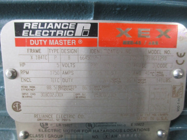 RELIANCE ELECTRIC 5 HP 6645012-1 P18G1129 230/460V 12.2/6.10A NSNP