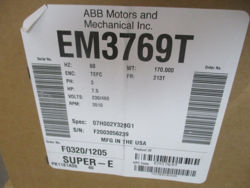 BALDOR EM3769T 230/460V 18/9A NSMP