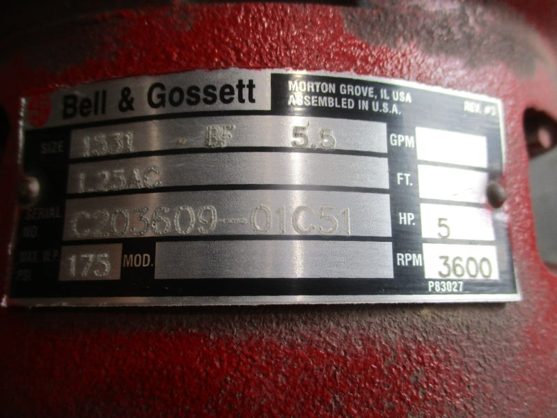 BELL & GOSSETT 1531 BF 5.5 208-230/460V 13.0-11.8/5.90A NSNP