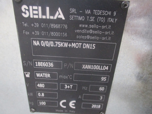SELLA TEMPERATURE CONTROL UNIT NA 0/0/0.75KW+MOT DN15 XAN100LL04 480V 3A NSNP