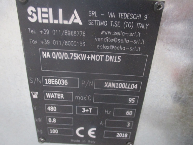 SELLA TEMPERATURE CONTROL UNIT NA 0/0/0.75KW+MOT DN15 XAN100LL04 480V 3A NSNP