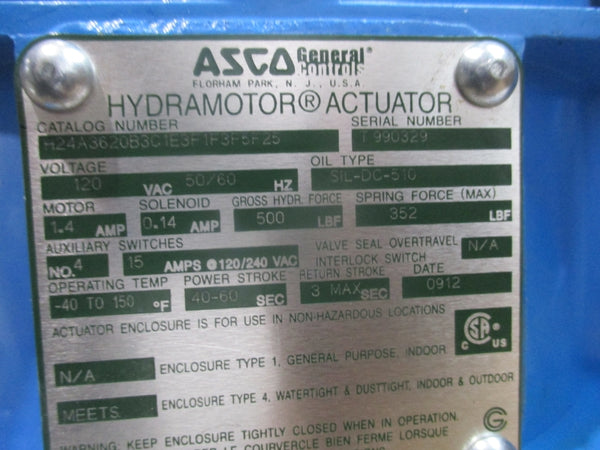 ASCO H24A3620B3H627 H24A3620B3C1E3F1F3F5F25 120VAC 1.4A NSMP