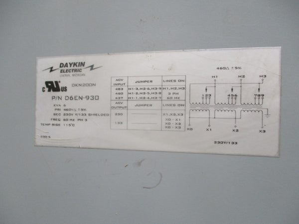 DAYKIN ELECTRIC D6EN-930 460V NSNP