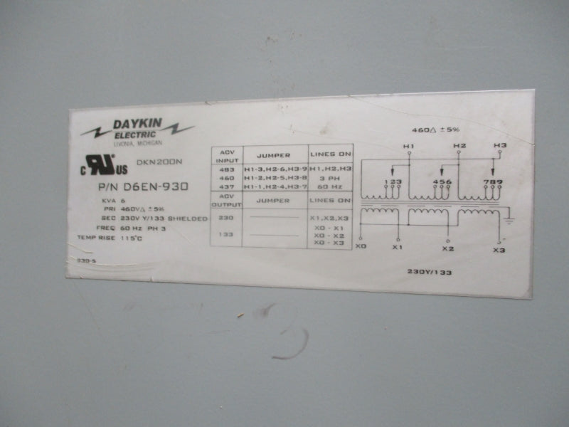 DAYKIN ELECTRIC D6EN-930 460V NSNP