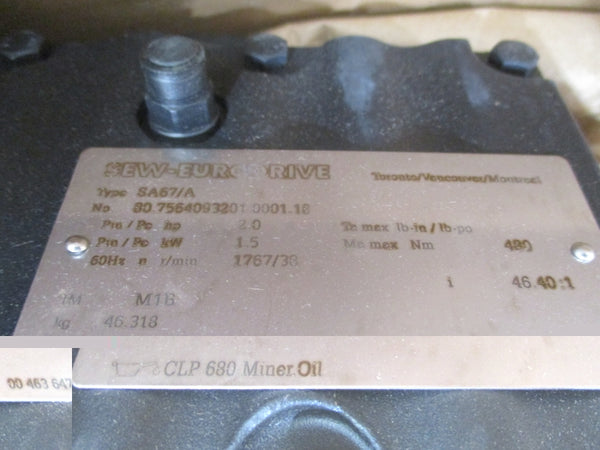 SEW-EURODRIVE SA67 DRN90L4/ARD8 480V 2.90A NSMP