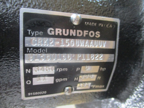 GRUNDFOS CRK2-150UWAAUUV 91580156 P11822 208-230/460V 12.2-11.2/5.6A NSMP