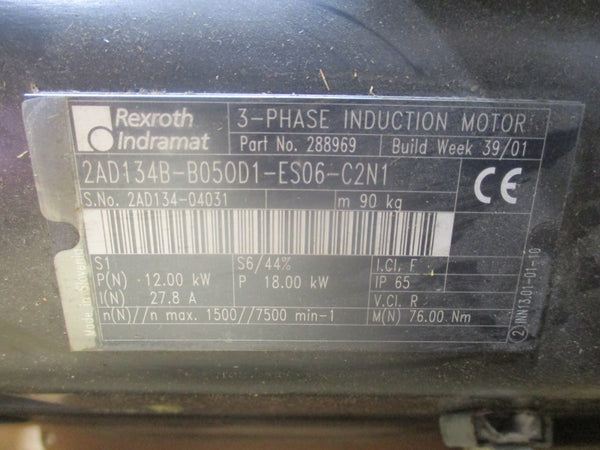 REXROTH INDRAMAT 2AD134B-B050D1-ES06-C2N1 288969 27.8A NSMP
