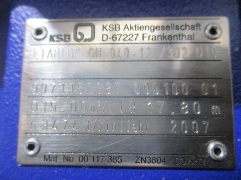 KSB ETABLOC GN 040-125/302 C10 NSMP