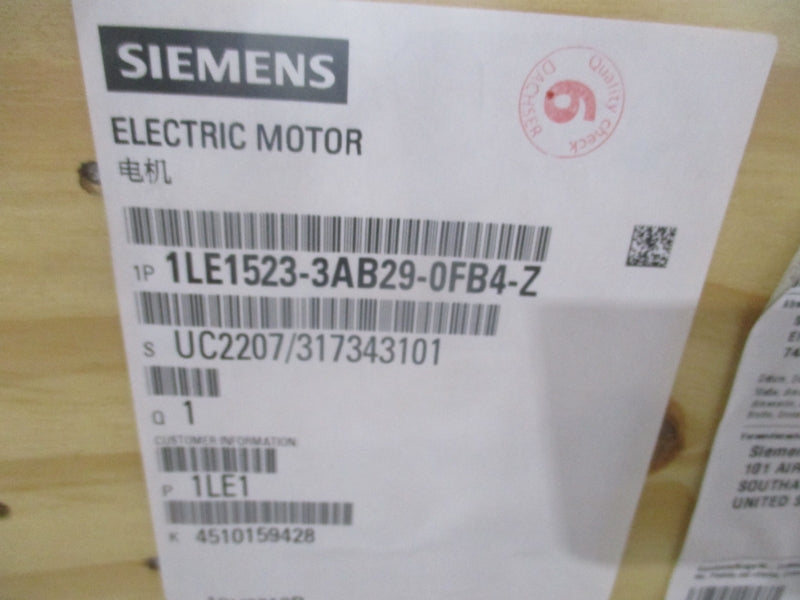 SIEMENS 1LE1523-3AB29-0FB4-Z NSMP