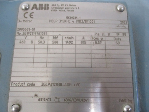 ABB 3GLP312830-ADG M3LP 315KHC 4 IMB3/IM1001 460V 815A NSNP
