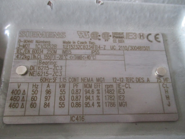 SIEMENS 1LE15232CB234FB4- Z 460V 97A NSNP