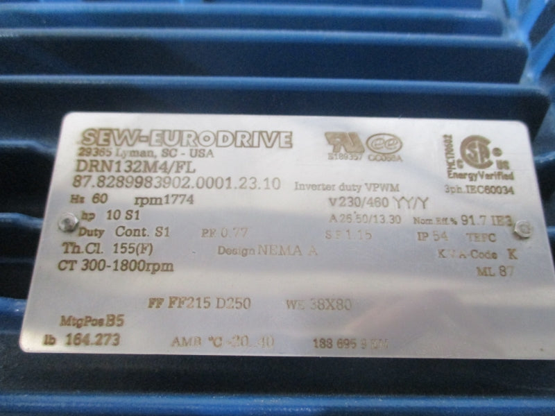 SEW-EURODRIVE DRN132M4/FL 230/460V 26.50/13.30A NSNP