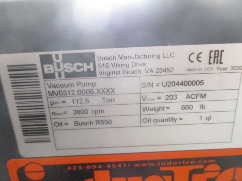 BUSCH MV0312.B006.XXXX MV 0312 B 230/460V 23.8/11.9A NSNP