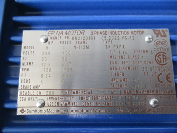 SUMITOMO CNHM5-6125YB-EP-21 PA225468 230/460V 12.3/6.17A NSNP