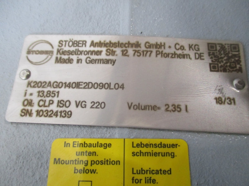 STOBER K202AG0140IE2D090L04 230/400V 5.45/3.15A NSNP