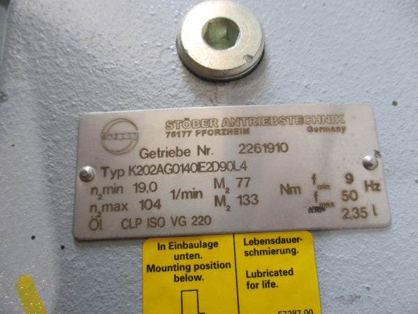 STOBER K202AG0140IE2D90L4 1LA9096-4KA99-ZN22 277/480V 5.6/3.25A NSNP