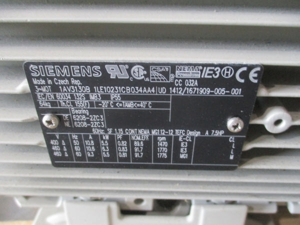 SIEMENS 1LE10231CB034AA4 460V 10.6A NSNP