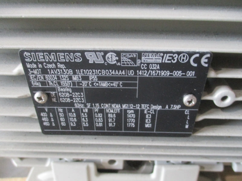 SIEMENS 1LE10231CB034AA4 460V 10.6A NSNP