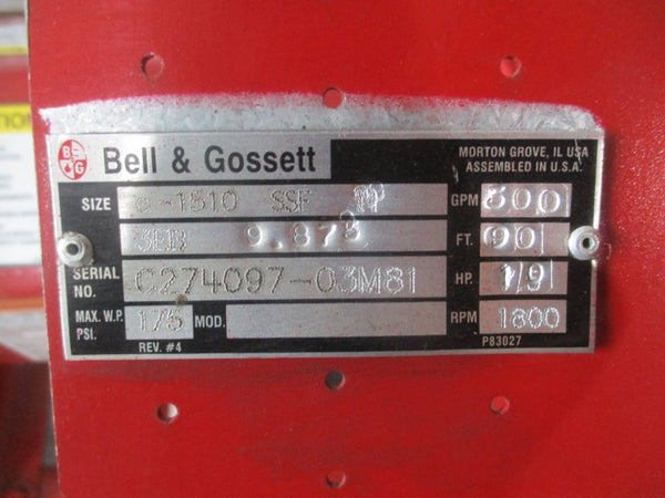 BELL & GOSSETT 3EB9.875  C-1510SSF 230/460V 19.4/9.7A 175PSI NSNP
