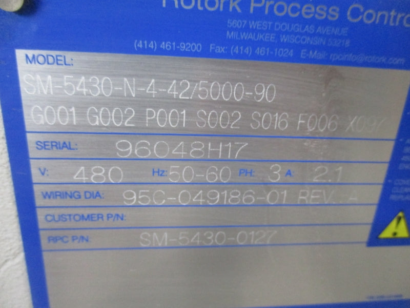 ROTORK PROCESS CONTROLS SM-5430-N-4-42/5000-90 480V 2.1A NSNP