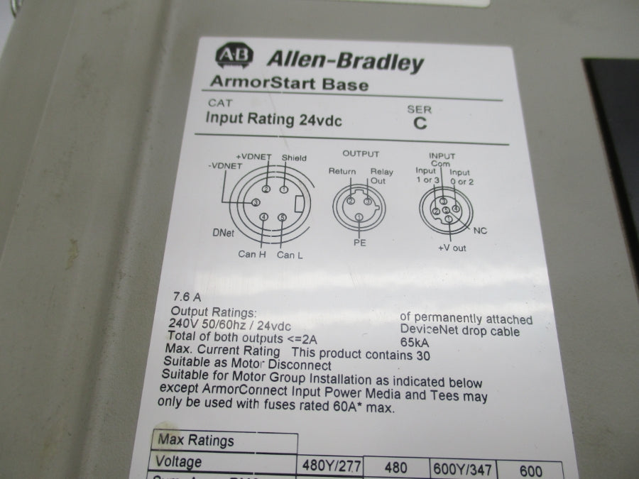 ALLEN BRADLEY 284D-FVD2P3Z-10-CRN-3 SER. C F/W 66.004 460V 3.5A (AS PICTURED) UNMP