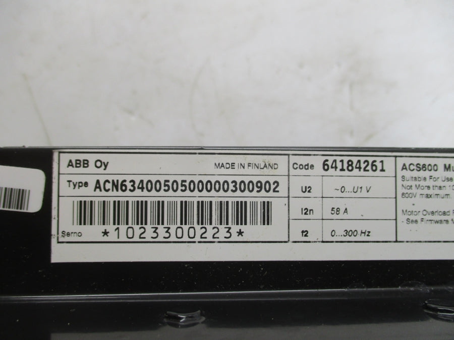 ABB ACN6340050500000300902 0-U1V 58A UNMP