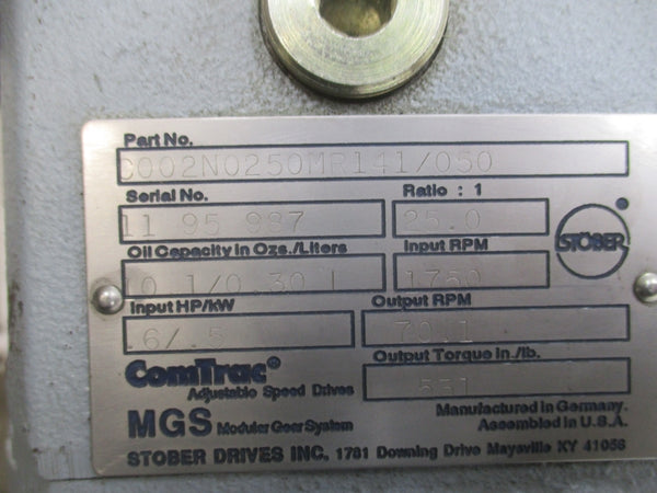 STOBER C002N0250MR141/050 (AS PICTURED) UNMP