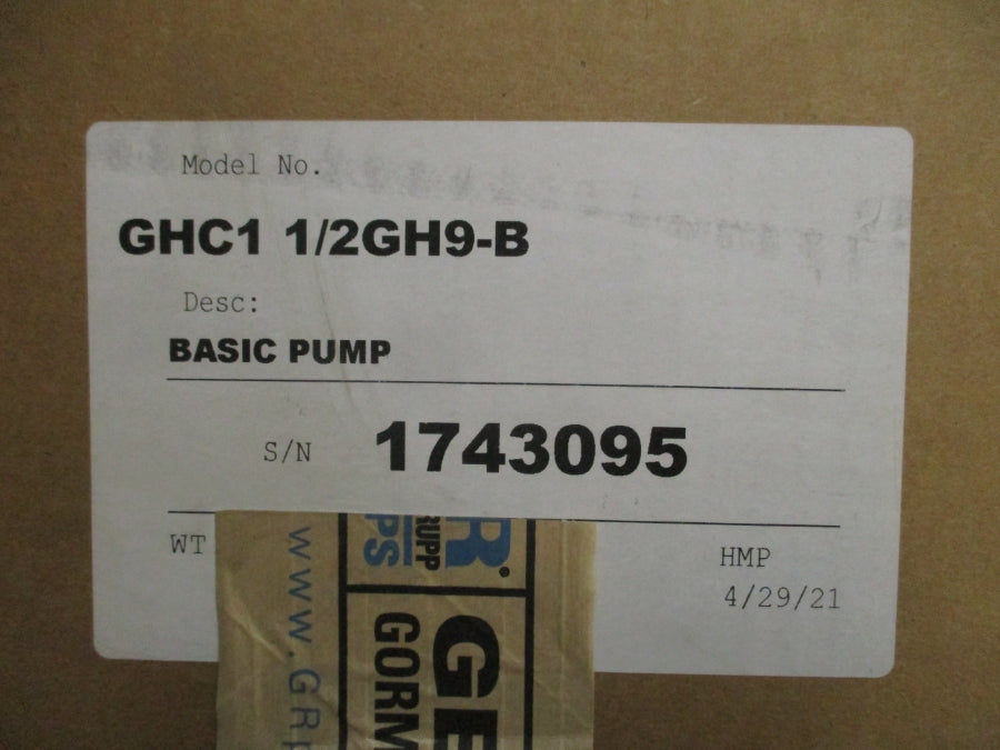 GORMAN RUPP GHC1 1/2GH9-B NSMP