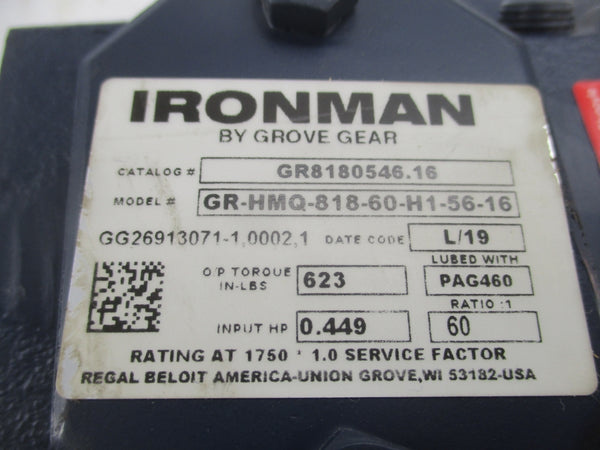 GROVE GEAR GR-HMQ-818-60-H1-56-16 GR8180546.16 (AS PICTURED) NSNP
