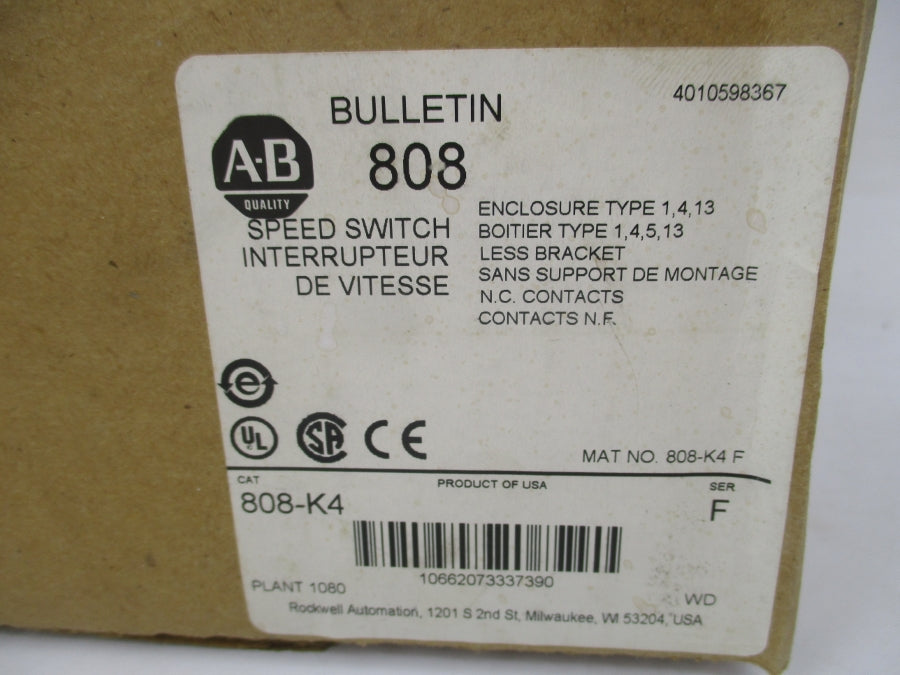 ALLEN BRADLEY 808-K4 SER. F 600VAC NSMP