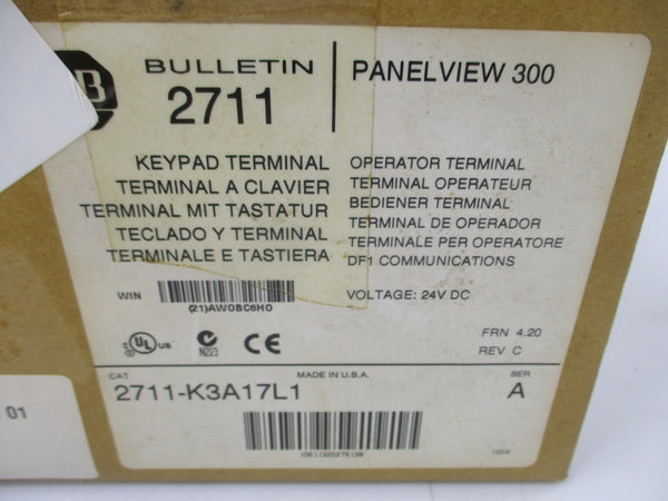 ALLEN BRADLEY 2711-K3A17L1 SER. A F/W 4.20 24VDC .42A REV. C NSMP